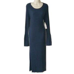 NWT Treasure & Bond Maxi Sweater Dress L Wool Blend Rib-Knit Navy Nordstrom